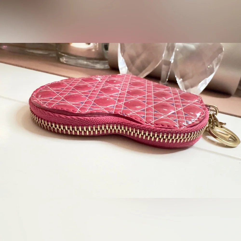 Dior Pink Quilted Heart Coin Wallet